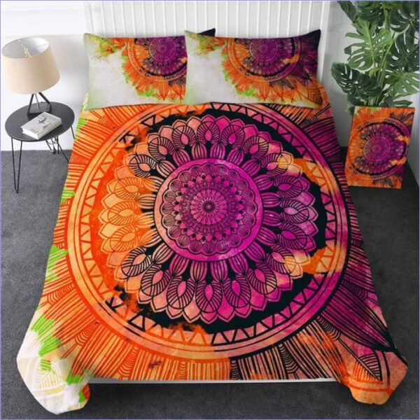 housse de couette mandala indien orange