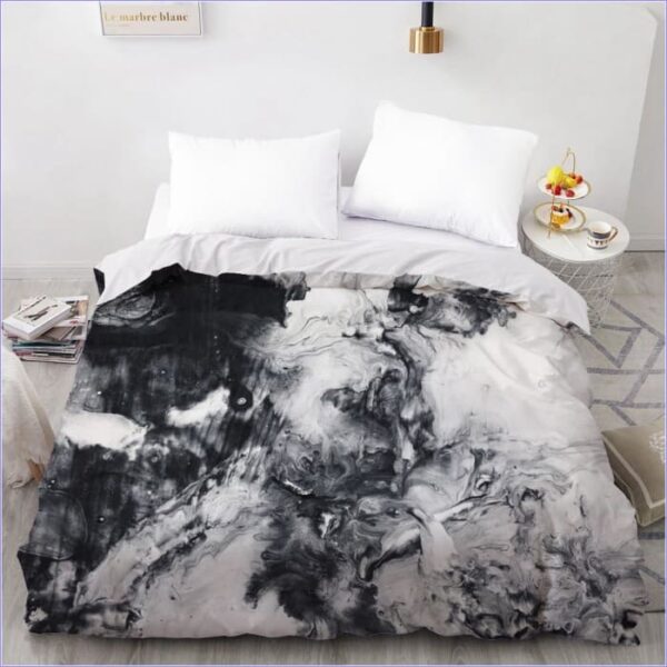 housse de couette marbre noir et blanc