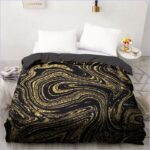 Housse de Couette Marbrée Noire tourbillon d'or