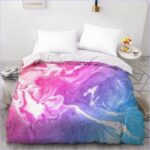 housse de couette marbrée rose et bleue