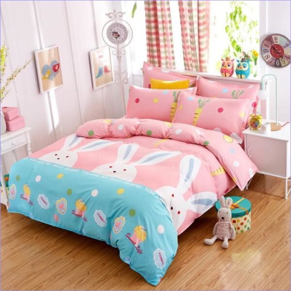 housse de couette lapin rose