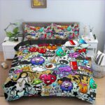 housse de couette motif tag graffiti
