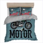 housse de couette moto bleue