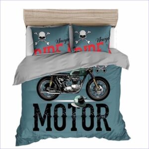 housse de couette moto bleue