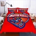 housse de couette motocross rouge
