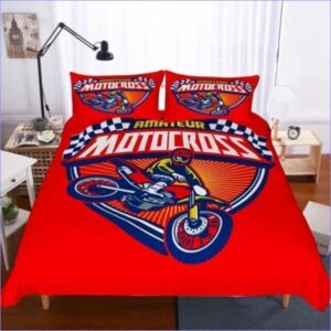 housse de couette motocross rouge