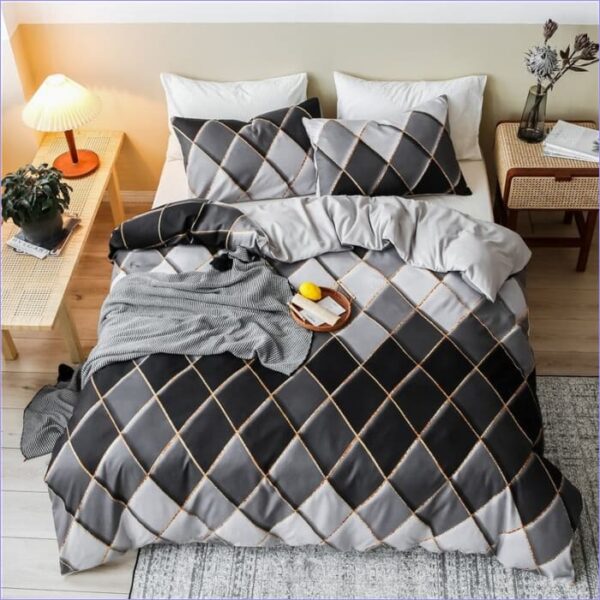 housse de couette noir blanc gris