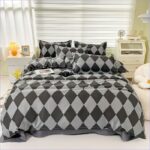Housse de Couette Noir et Gris