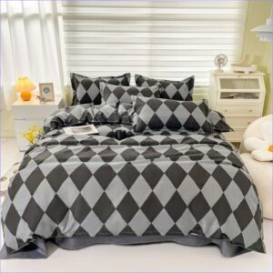 Housse de Couette Noir et Gris