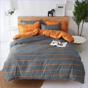 housse de couette orange et grise