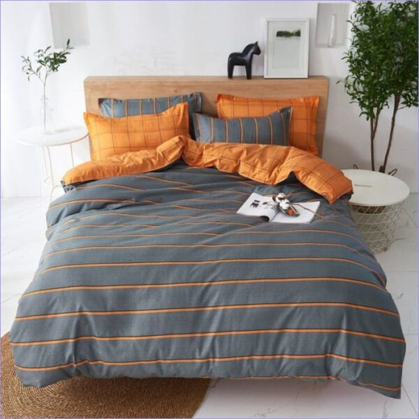 housse de couette orange et grise