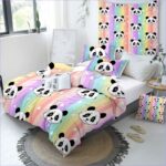 lit arc en ciel motif panda