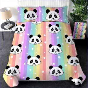 housse de couette panda colorée