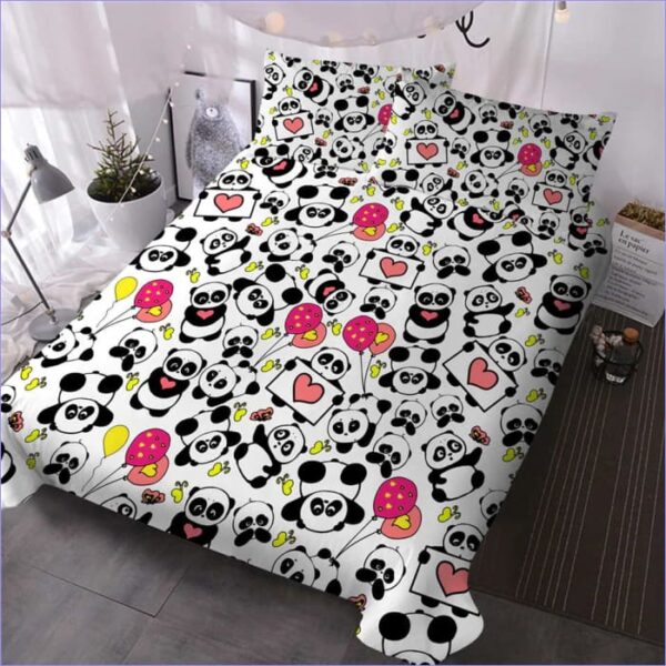housse de couette panda coeurs