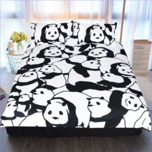 housse de couette panda noir et blanc