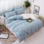 housse de couette plumes bleues roses