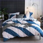 Housse de Couette Rayée Bleu et Blanc