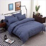 housse de couette rayée bleu marine et blanc