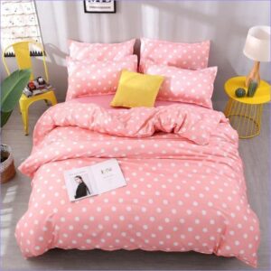 Housse de Couette Rose à pois blanc