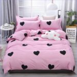 housse de couette rose coeur noir