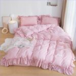 housse de couette rose brodée