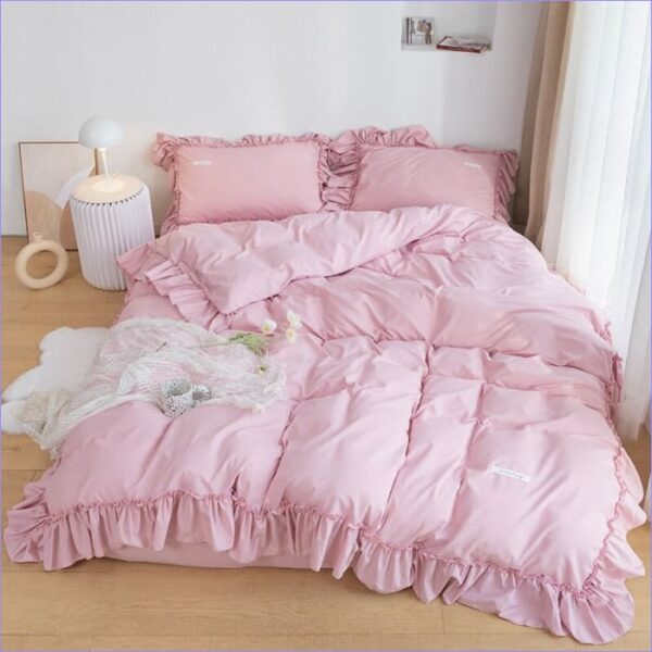 housse de couette rose brodée