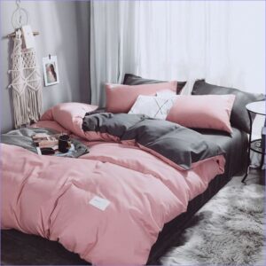 housse de couette rose et gris