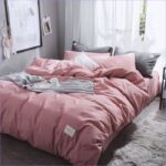 housse de couette rose et gris