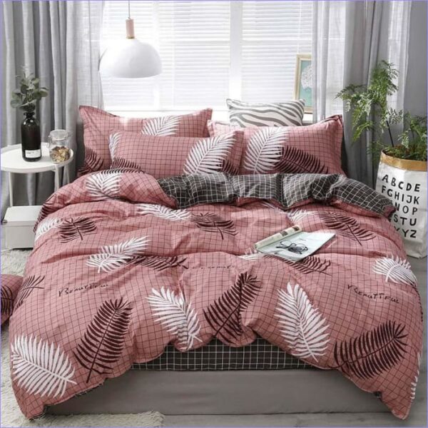 housse de couette rose feuille palmier