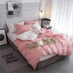 housse de couette rose rayée