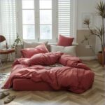 housse de couette rouge brique