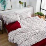 housse de couette rouge et blanche