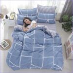 Housse de Couette Scandinave Carrés Bleus