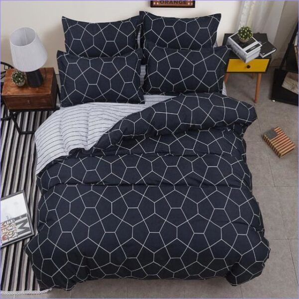 Housse de Couette Scandinave Hexagones Noirs