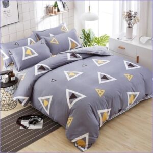housse de couette scandinave gris motifs triangles