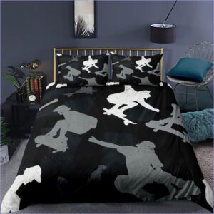 Housse de Couette Skate en noir et blanc