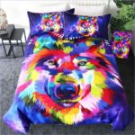 housse de couette multicolore loup