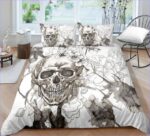 housse de couette tête de mort blanche