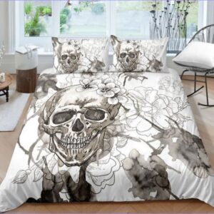 housse de couette tête de mort blanche