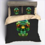 housse de couette tête de mort verte digitale