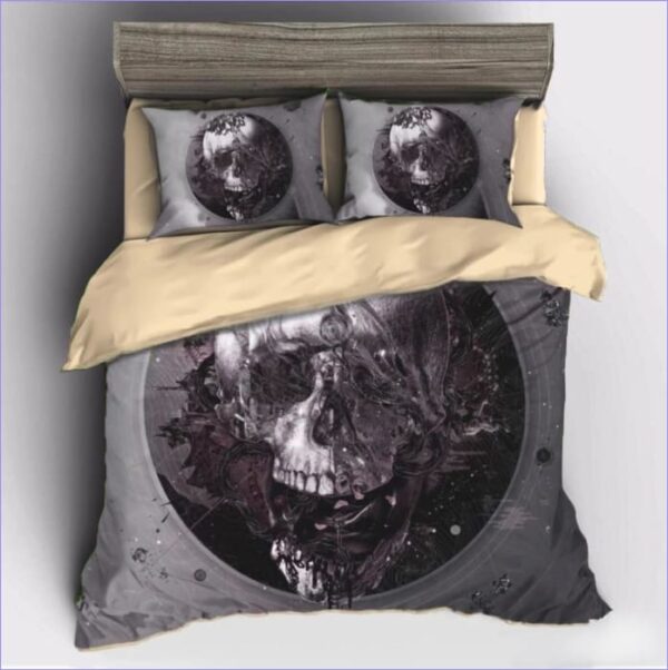 housse de couette tête de mort grise