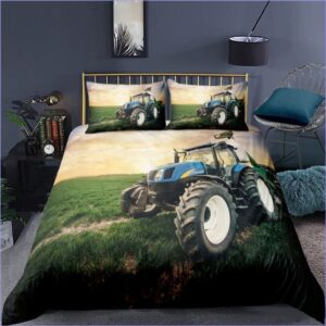 Housse de Couette Tracteur en coucher de soleil