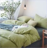 linge de lit vert doux