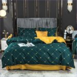 housse de couette vert et jaune