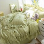 housse de couette verte brodée