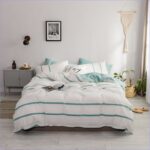 housse de couette verte et blanche