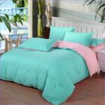 housse de couette verte et rose