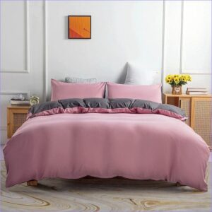 housse de couette vieux rose et gris