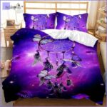housse de couette violette attrape rêve papillons