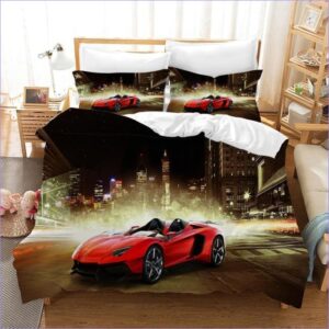 housse de couette voiture de sport rouge